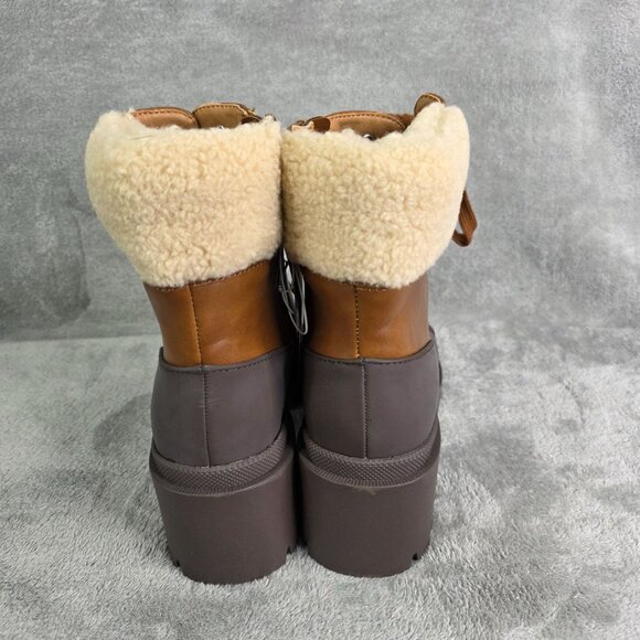 Womens Universal Threads Cheyenne Brown Heeled Duck Boots Sherpa Leather Size 9 - Picture 6 of 11